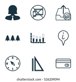 Set Of 9 Universal Editable Icons. Can Be Used For Web, Mobile And App Design. Includes Elements Such As Holiday Ornament, Plastic Card, Measurement And More.