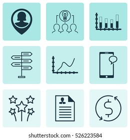 Set Of 9 Universal Editable Icons. Can Be Used For Web, Mobile And App Design. Includes Elements Such As Opportunity, Curriculum Vitae, Pin Employee And More.