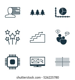 Set Of 9 Universal Editable Icons. Can Be Used For Web, Mobile And App Design. Includes Elements Such As Growth, Personal Skills, SEO Brainstorm And More.