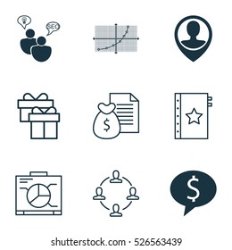 Set Of 9 Universal Editable Icons. Can Be Used For Web, Mobile And App Design. Includes Elements Such As Present, Employee Location, Warranty And More.