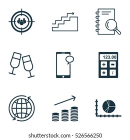 Set Of 9 Universal Editable Icons. Can Be Used For Web, Mobile And App Design. Includes Elements Such As Focus Group, Growth, Coins Growth And More.