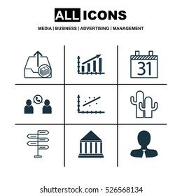 Set Of 9 Universal Editable Icons. Can Be Used For Web, Mobile And App Design. Includes Elements Such As Manager, Opportunity, Analytics And More.