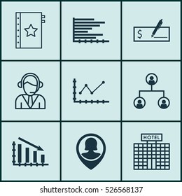Set Of 9 Universal Editable Icons. Can Be Used For Web, Mobile And App Design. Includes Elements Such As Pin Employee, Operator, Bank Payment And More.