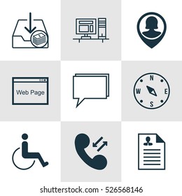 Set Of 9 Universal Editable Icons. Can Be Used For Web, Mobile And App Design. Includes Elements Such As Pin Employee, Cellular Data, Locate And More.