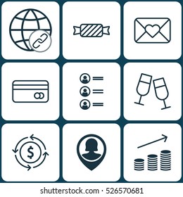 Set Of 9 Universal Editable Icons. Can Be Used For Web, Mobile And App Design. Includes Elements Such As Money Recycle, Pin Employee, Celebration Letter And More.