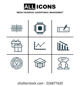 Set Of 9 Universal Editable Icons. Can Be Used For Web, Mobile And App Design. Includes Elements Such As Cosinus Diagram, Open Cardboard, Bank Payment And More.