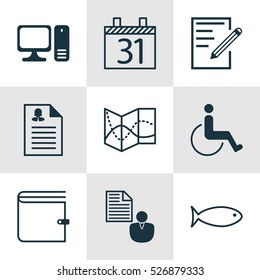 Set Of 9 Universal Editable Icons. Can Be Used For Web, Mobile And App Design. Includes Elements Such As Report, Accessibility, Wallet And More.