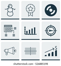 Set Of 9 Universal Editable Icons. Can Be Used For Web, Mobile And App Design. Includes Elements Such As Successful Investment, Square Diagram, Schedule And More.