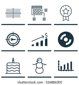Set Of 9 Universal Editable Icons. Can Be Used For Web, Mobile And App Design. Includes Elements Such As Successful Investment, Winter, Keyword Marketing And More.