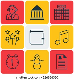Set Of 9 Universal Editable Icons. Can Be Used For Web, Mobile And App Design. Includes Elements Such As Wallet, Female Application, Time Management And More.