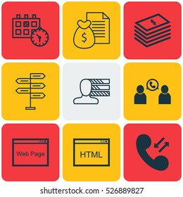 Set Of 9 Universal Editable Icons. Can Be Used For Web, Mobile And App Design. Includes Elements Such As Appointment, Report, Cellular Data And More.