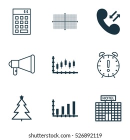 Set Of 9 Universal Editable Icons. Can Be Used For Web, Mobile And App Design. Includes Elements Such As Square Diagram, Dynamics, Announcement And More.
