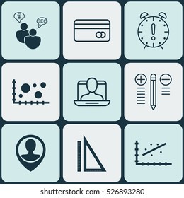 Set Of 9 Universal Editable Icons. Can Be Used For Web, Mobile And App Design. Includes Elements Such As Comparison, Social Profile, Time Management And More.