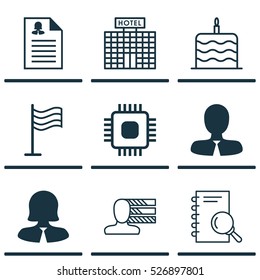 Set Of 9 Universal Editable Icons. Can Be Used For Web, Mobile And App Design. Includes Elements Such As Business Woman, Personal Skills, Female Application And More.