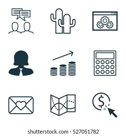 Set Of 9 Universal Editable Icons. Can Be Used For Web, Mobile And App Design. Includes Elements Such As Website Performance, Celebration Letter, Savings And More.