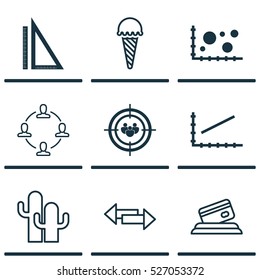 Set Of 9 Universal Editable Icons. Can Be Used For Web, Mobile And App Design. Includes Elements Such As Cacti, Comparison, Collaboration And More.