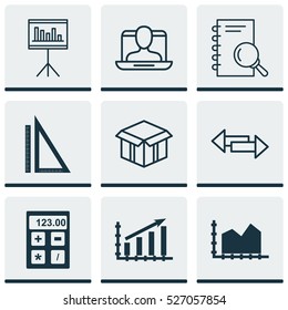 Set Of 9 Universal Editable Icons. Can Be Used For Web, Mobile And App Design. Includes Elements Such As Financial, Profit Graph, Sequence Graphics And More.