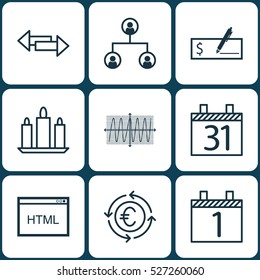 Set Of 9 Universal Editable Icons. Can Be Used For Web, Mobile And App Design. Includes Elements Such As Crossroad, Tree Structure, Bank Payment And More.
