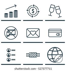 Set Of 9 Universal Editable Icons. Can Be Used For Web, Mobile And App Design. Includes Elements Such As Connectivity, Money Recycle, Plastic Card And More.