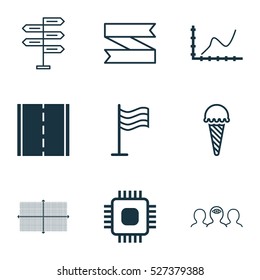 Set Of 9 Universal Editable Icons. Can Be Used For Web, Mobile And App Design. Includes Elements Such As Square Diagram, Photo Camera, Coaching And More.