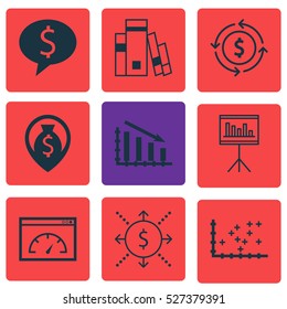Set Of 9 Universal Editable Icons. Can Be Used For Web, Mobile And App Design. Includes Elements Such As Money Recycle, Library, Money And More.