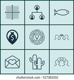 Set Of 9 Universal Editable Icons. Can Be Used For Web, Mobile And App Design. Includes Elements Such As Coaching, Money Navigation, Greeting Email And More.