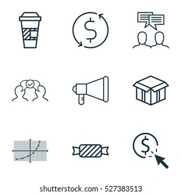 Set Of 9 Universal Editable Icons. Can Be Used For Web, Mobile And App Design. Includes Elements Such As Takeaway Coffee, Sweet, Discussion And More.