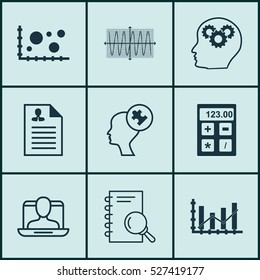 Set Of 9 Universal Editable Icons. Can Be Used For Web, Mobile And App Design. Includes Elements Such As Brain Process, Social Profile, Analysis And More.