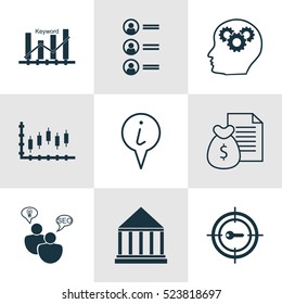 Set Of 9 Universal Editable Vector Icons. Can Be Used For Web, Mobile And App Design. Includes Elements Such As Job Applicants, Education Center, Brain Process And More Vector Icons.