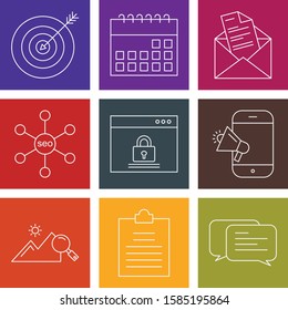 Set Of 9 Universal Icons For Mobile Application and websites
