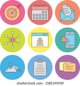 Set Of 9 Universal Icons For Mobile Application and websites
