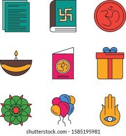 Set Of 9 Universal Icons For Mobile Application and websites

