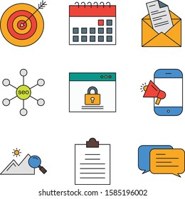 Set Of 9 Universal Icons For Mobile Application and websites
