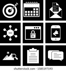 Set Of 9 Universal Icons For Mobile Application and websites
