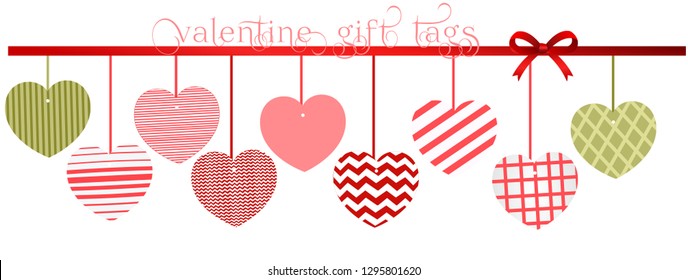 A set of 9 valentine gift tags. Vector