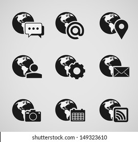 Set of 9 Various Internet Related Icons