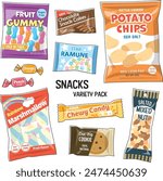 Set of 9 various kinds of snacks