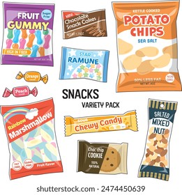 Set of 9 various kinds of snacks