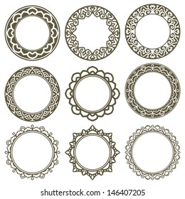 Set Of 9 Vector Circle Ornate Frames