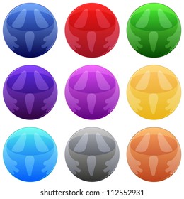 set of 9 vector decorative round buttons with scream