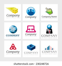 Set of 9 vector elements for logo design