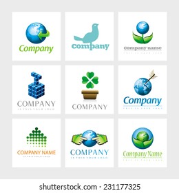 Set of 9 vector elements for logo design