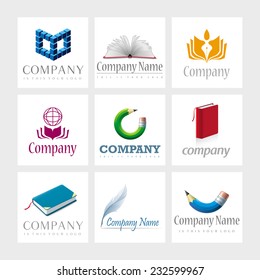 Set of 9 vector elements for logo design