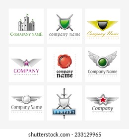 Set of 9 vector elements for logo design