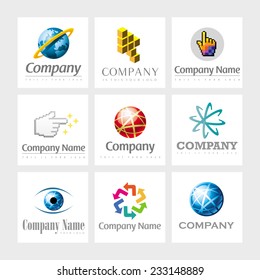 Set of 9 vector elements for logo design