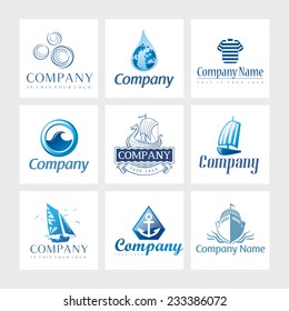 Set of 9 vector elements for logo design