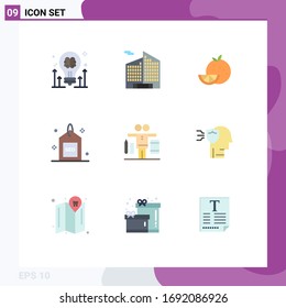 Set of 9 Vector Flat Colors on Grid for balance; search; orange; optimized; engine Editable Vector Design Elements