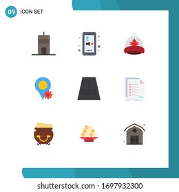 Set of 9 Vector Flat Colors on Grid for transport; road; hat; settings; location Editable Vector Design Elements