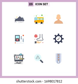 Set of 9 Vector Flat Colors on Grid for massage; multi meter; avatar; meter; ammeter Editable Vector Design Elements
