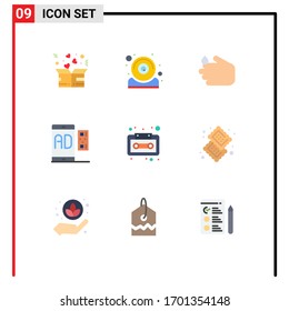 Set of 9 Vector Flat Colors on Grid for mobile; marketing; webcam; advertising; wash Editable Vector Design Elements